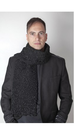 Black persian karakul lamb fur stole-scarf
